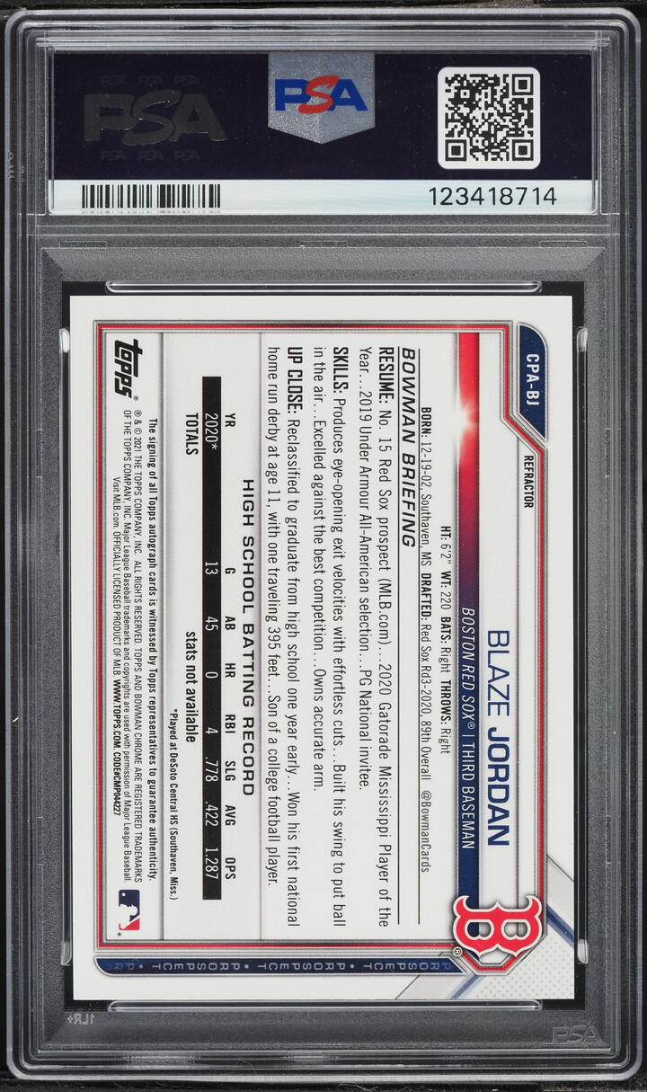 2021 Bowman Chrome Refractor Blaze Jordan PROSPECT AUTO /499