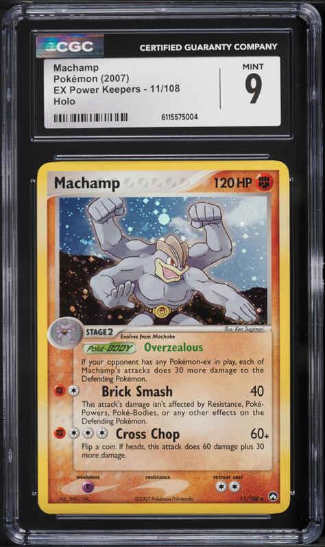 2007 Pokemon EX Power Keepers Holo Machamp #11 CGC 9 MINT