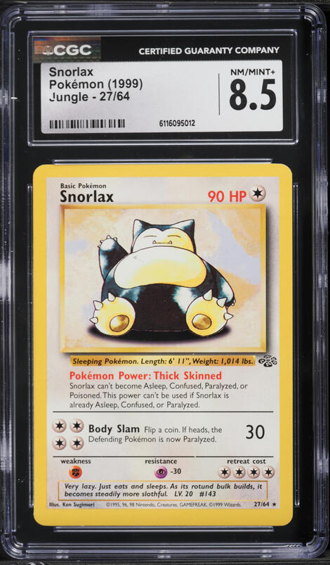 1999 Pokemon Jungle Holo Snorlax #27 CGC 10 GEM MINT on Fanatics Collect