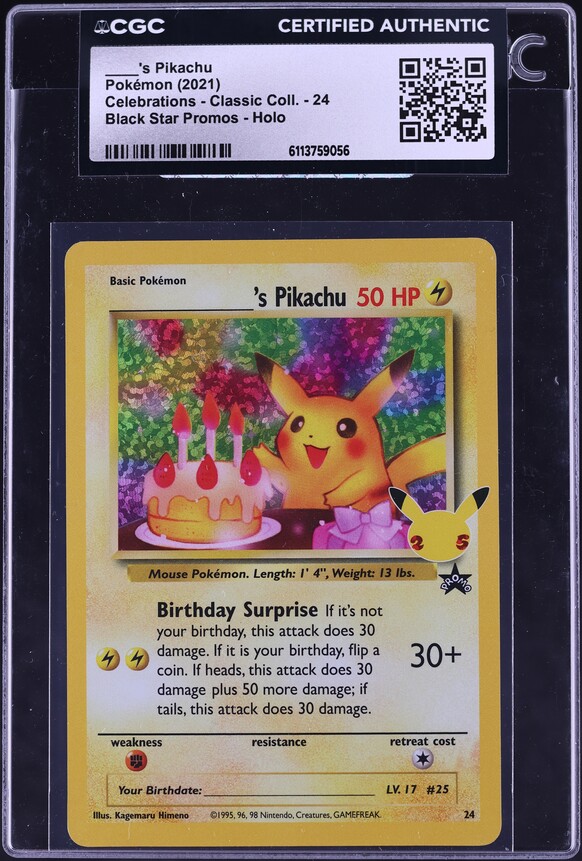 happy birthday pikachu pokemon card The Company International Pokemon Single Celebrations CLASSIC COLLECTION, Multicolored : Toys & Games Japanese promo card 25th Anniversary (Promo #007 Pokemon Birthday Card