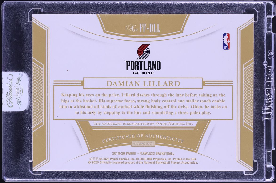 2019 Panini Flawless Finishes Damian Lillard AUTO /25 #FF-DLL