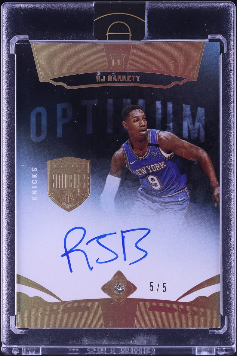 2019 Panini Eminence Optimum Diamond Gems Gold RJ Barrett ROOKIE AUTO 5/5 #OP-RJB