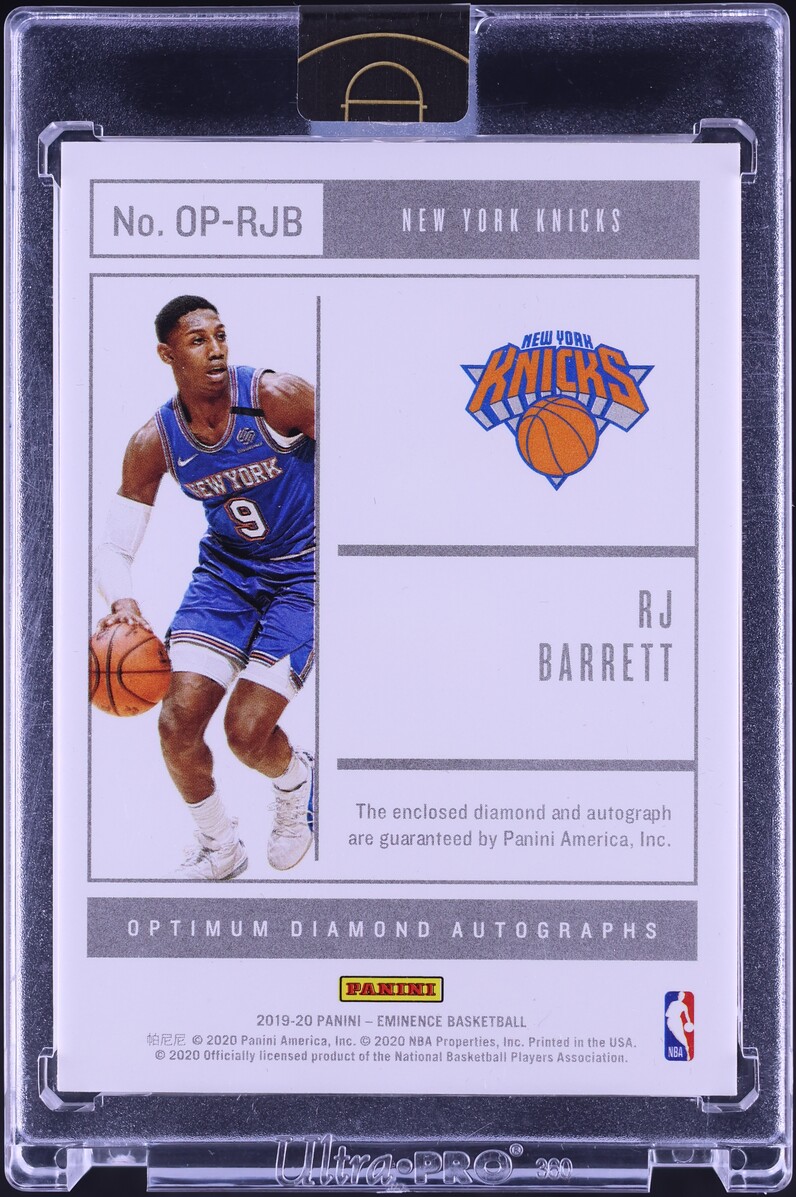 2019 Panini Eminence Optimum Diamond Gems Gold RJ Barrett ROOKIE AUTO 5/5 #OP-RJB