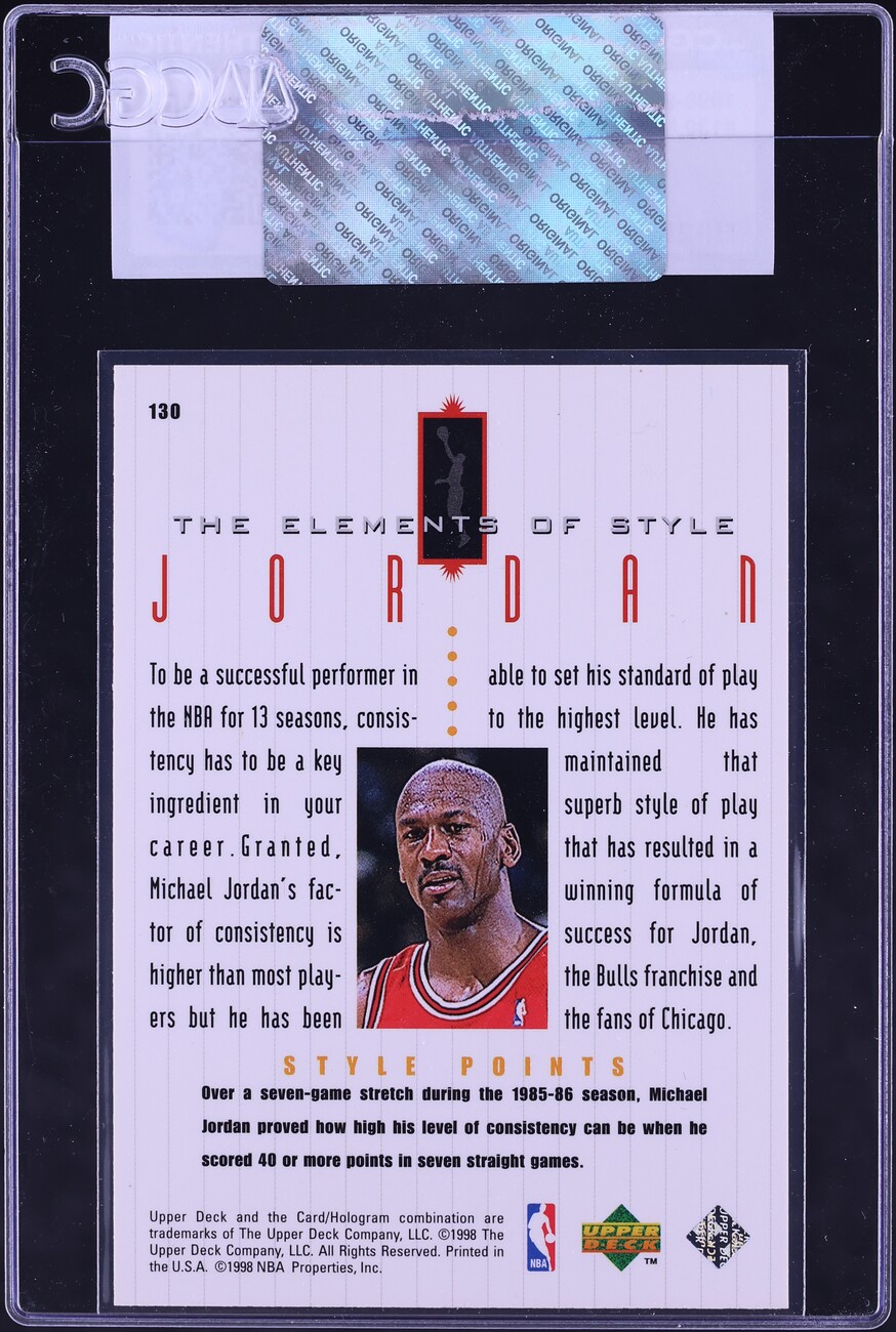 1998 Upper Deck MJ Living Legend Michael Jordan #130 CGC AUTH