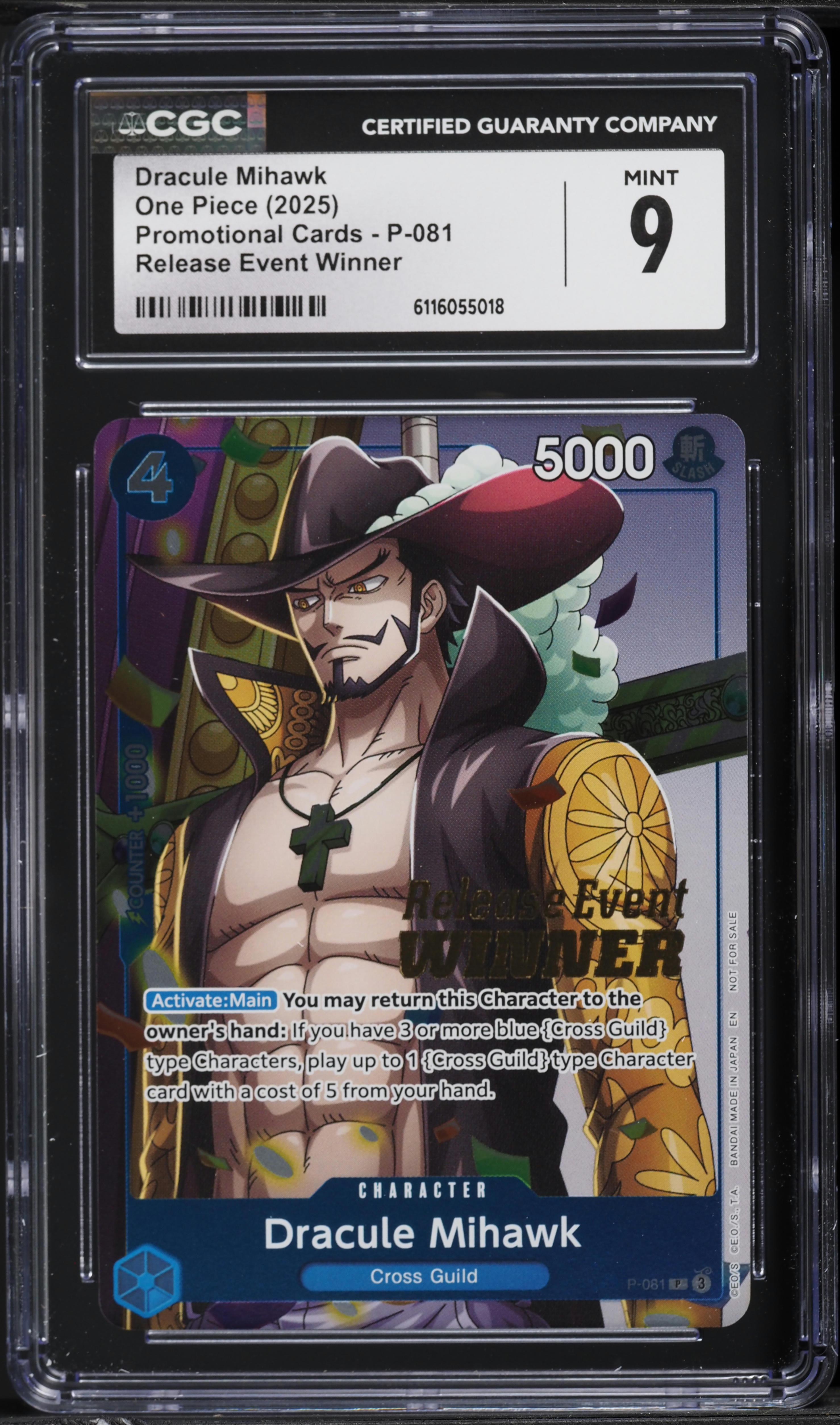 2025 One Piece Promo Release Event Winner Dracule Mihawk #P-081