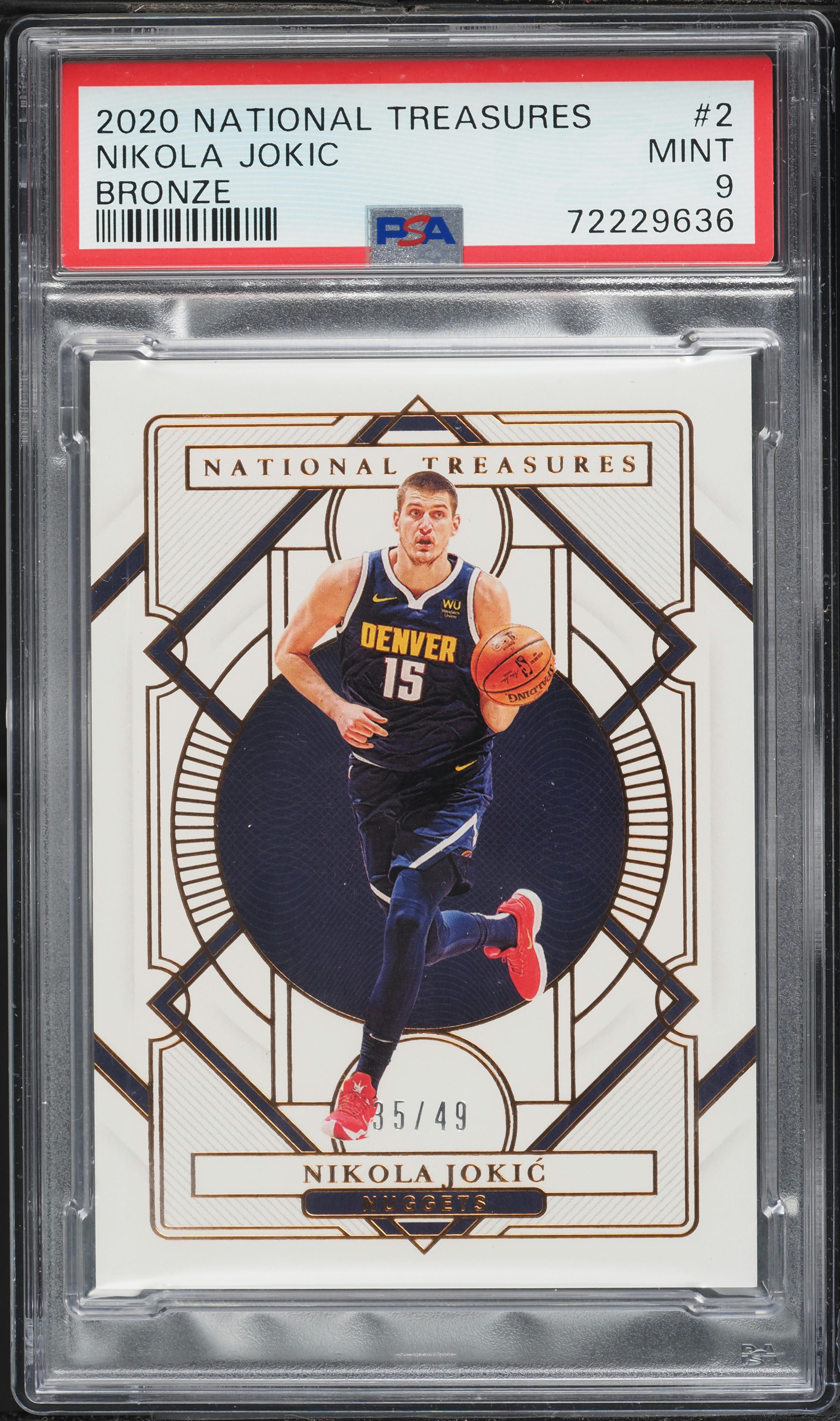 2020 National Treasures Bronze Nikola Jokic /49 #2 PSA 9 MINT on
