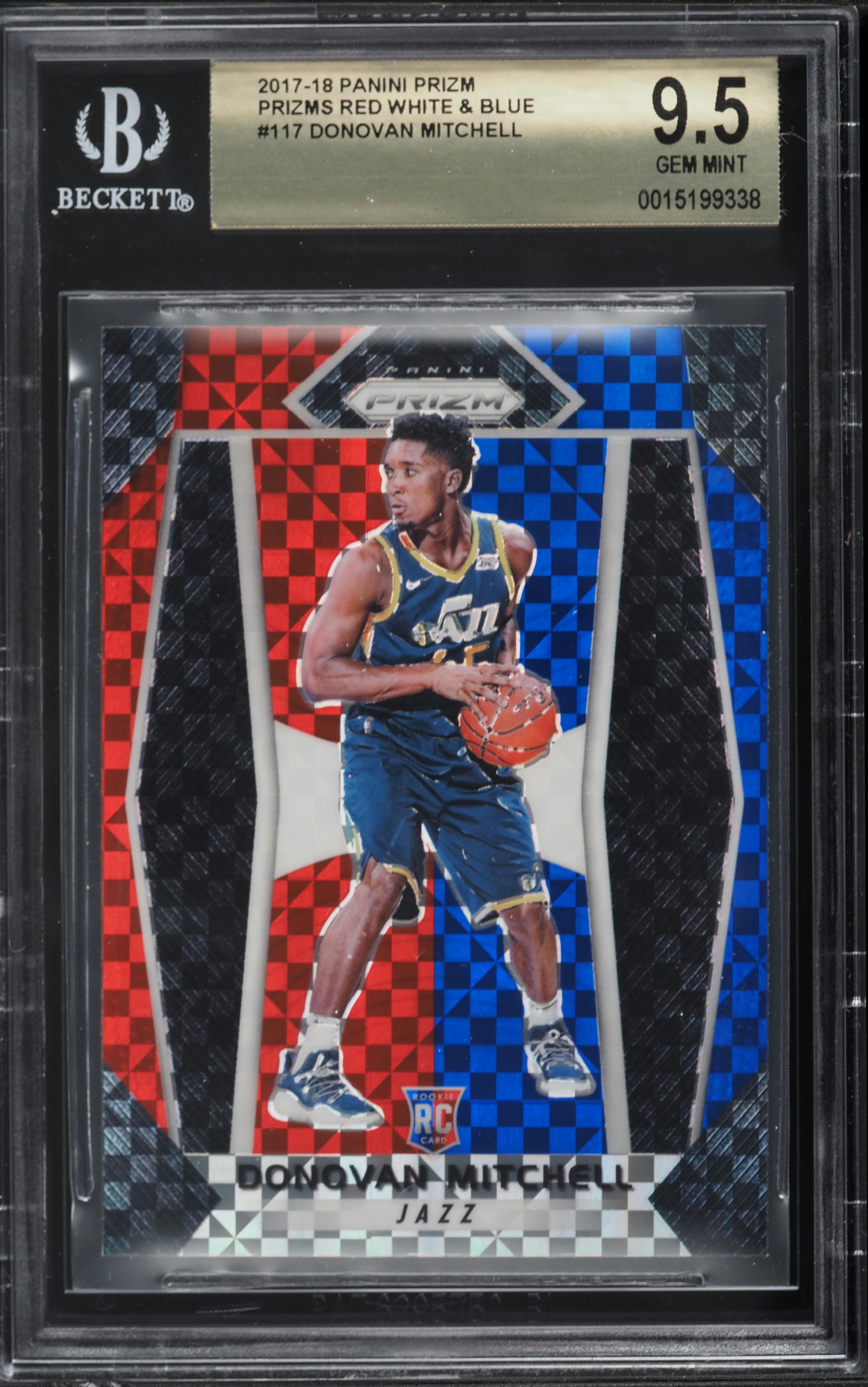 2017 Panini Prizm Red White Blue Donovan Mitchell ROOKIE #117 BGS