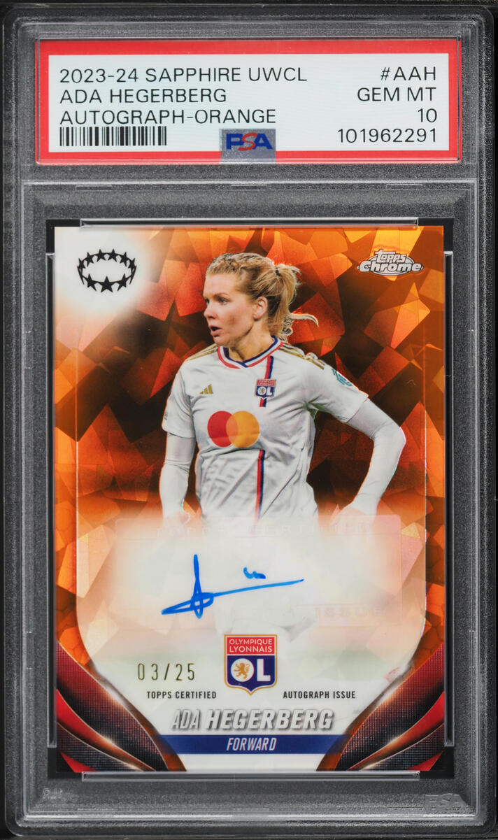 2023 Topps Chrome Sapphire UEFA Women's Champions League Orange Ada Hegerberg AUTO /25 PSA 10