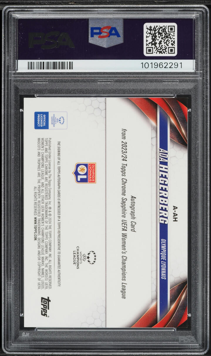 2023 Topps Chrome Sapphire UEFA Women's Champions League Orange Ada Hegerberg AUTO /25 PSA 10
