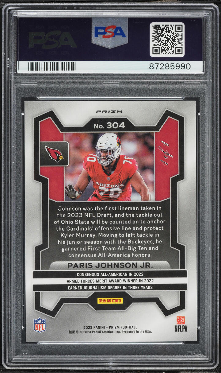 2023 Panini Prizm Black Stars Paris Johnson Jr. ROOKIE 1/1 #304 PSA 10 GEM MINT