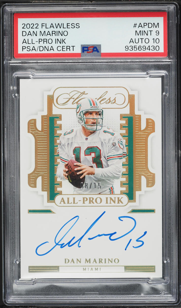 2022 Panini Flawless All Pro Ink Dan Marino AUTO DNA 10 /15 #AP-DM PSA 9 MINT