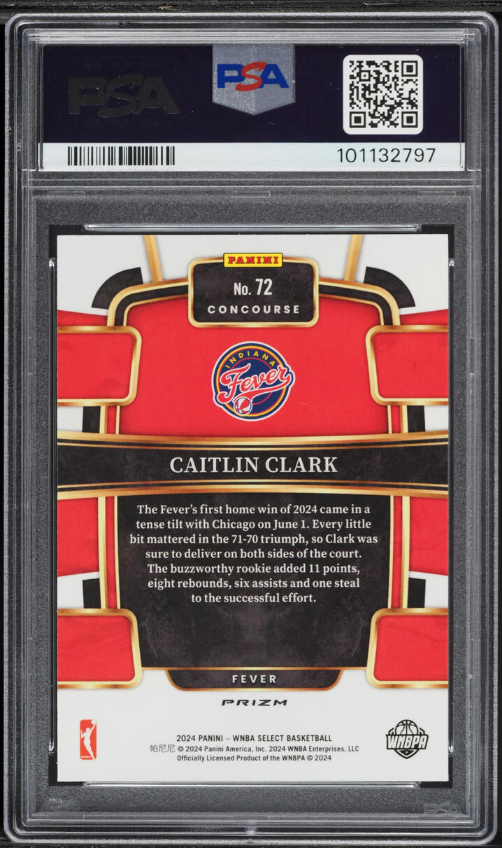 2024 Select Concourse WNBA Silver Prizm Caitlin Clark ROOKIE #72 PSA 9 MINT
