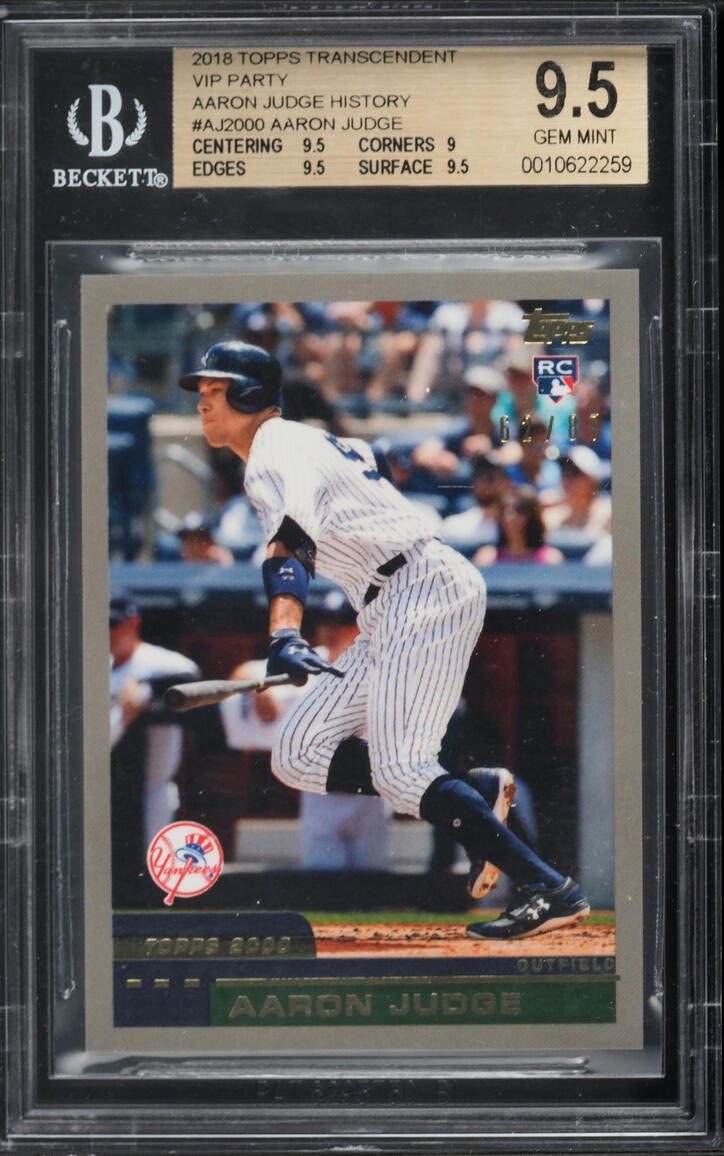 2018 Topps Transcendent VIP Party History Aaron Judge ROOKIE /87 #AJ2000 BGS 9.5 GEM MINT