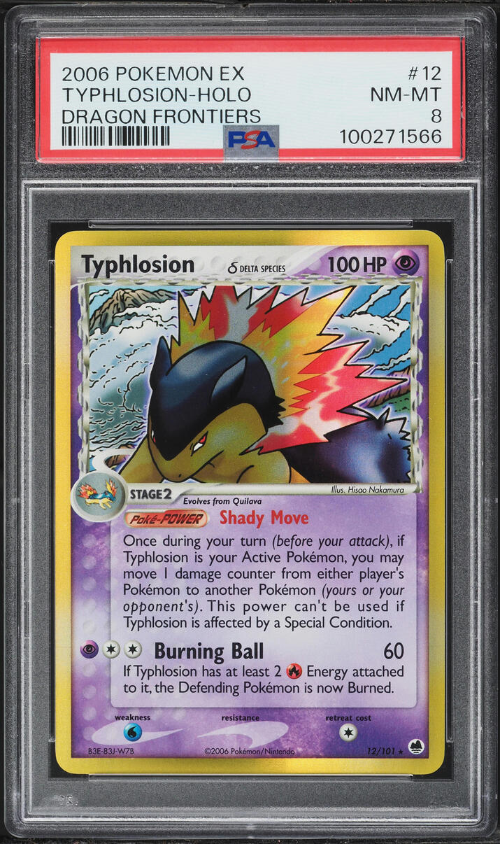 2006 Pokemon EX Dragon Frontiers Holo Typhlosion #12 PSA 8 NM-MT