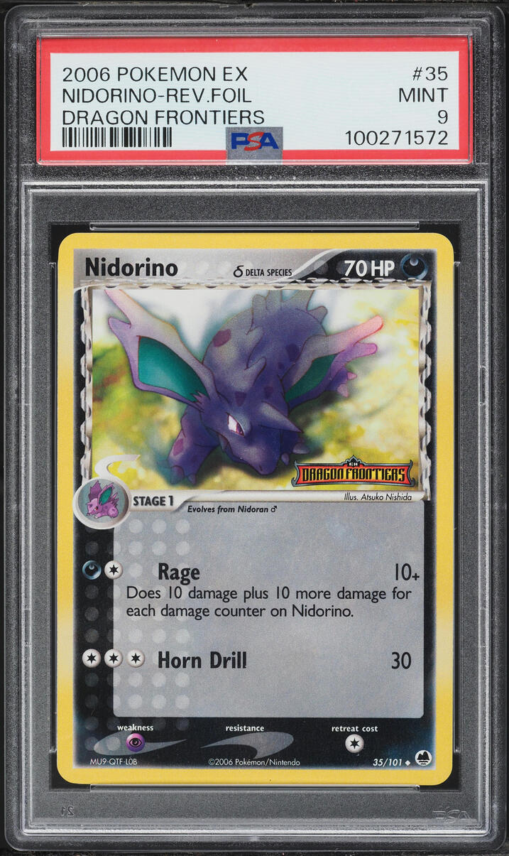 2006 Pokemon EX Dragon Frontiers Reverse Holo Nidorino #35 PSA 9 MINT
