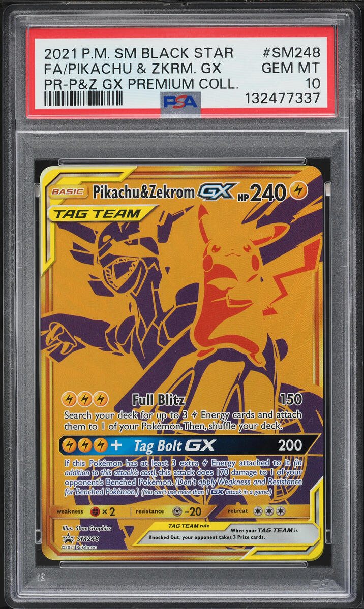 2021 Pokemon Sun & Moon Promo Premium Full Art Pikachu & Zekrom GX #248 PSA 10 GEM MINT