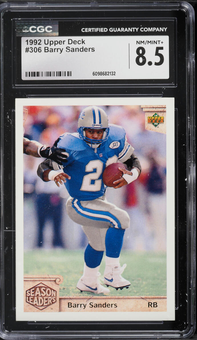 1992 Upper Deck Football Barry Sanders #306 CGC 8.5 NM-MT+
