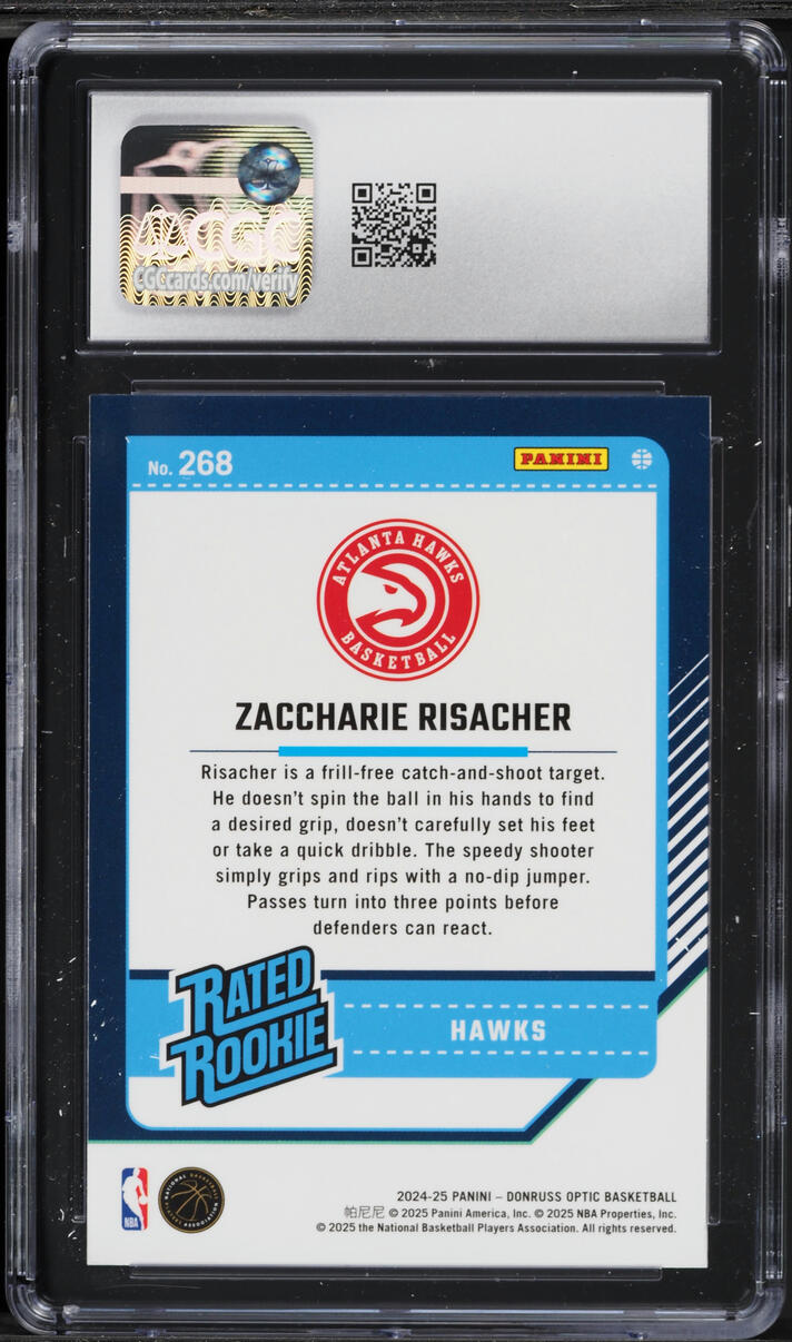 2024 Donruss Optic Zaccharie Risacher ROOKIE #268 CGC 8.5 NM-MT+