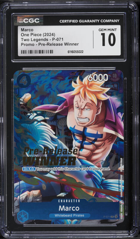 2024 One Piece Two Legends Pre-Release Winner Marco #P-071 CGC 10