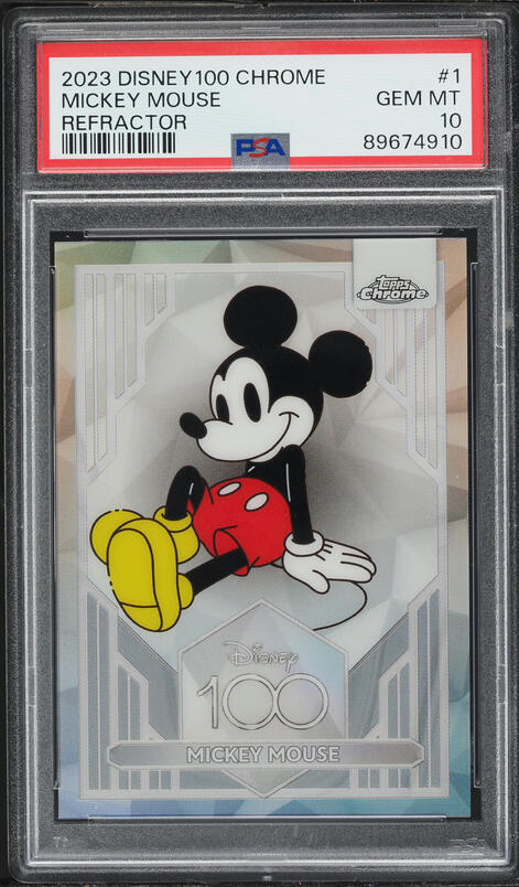 2023 Topps Chrome Disney 100 Orange Wave Mickey Mouse /25 #1 PSA