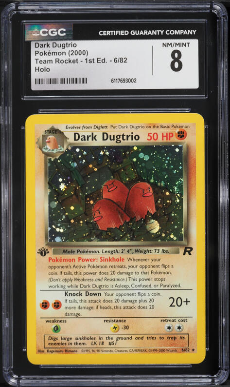 2000 Pokemon Team Rocket 1st Edition Holo Dark Dugtrio #6 CGC 8 NM-MT