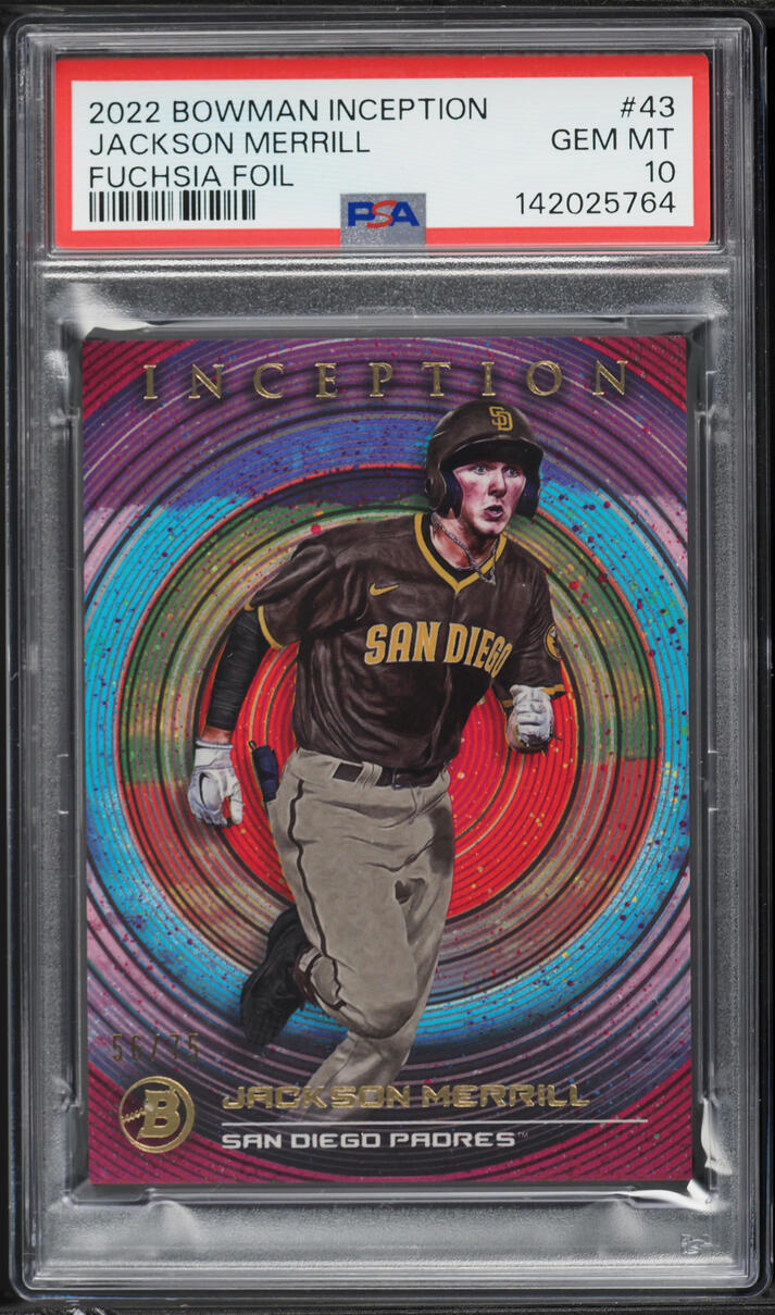 2022 Bowman Inception Fuchsia Foil Jackson Merrill PROSPECT /75 #43 PSA 10 GEM MINT