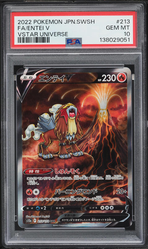 2022 Pokemon Japanese Sword & Shield VSTAR Universe SAR Entei V #213 PSA 10 GEM MINT