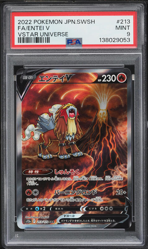 2022 Pokemon Japanese Sword & Shield VSTAR Universe SAR Entei V #213 PSA 9 MINT