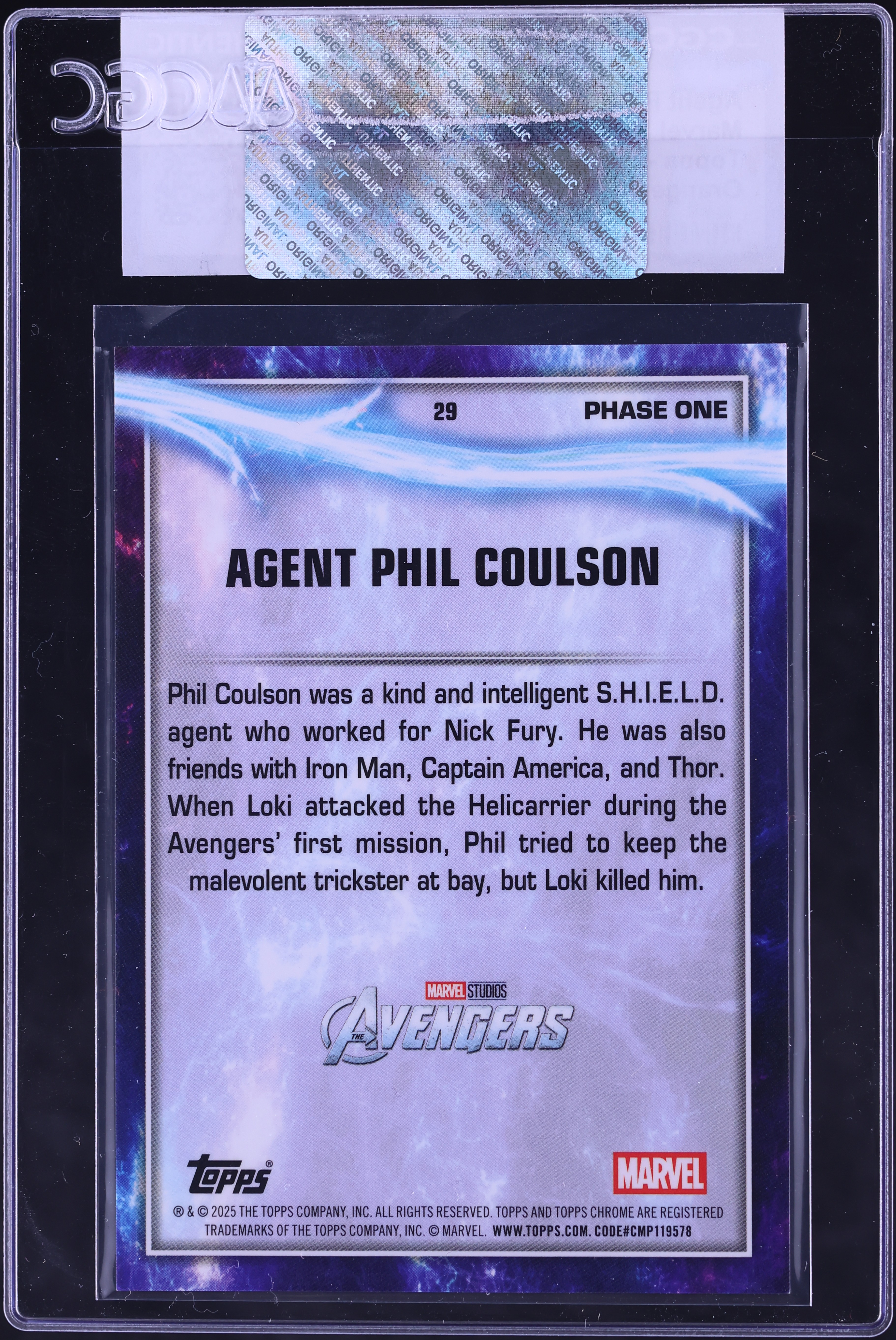 2025 Topps Marvel Studios Chrome Orange Refractor Agent Phil