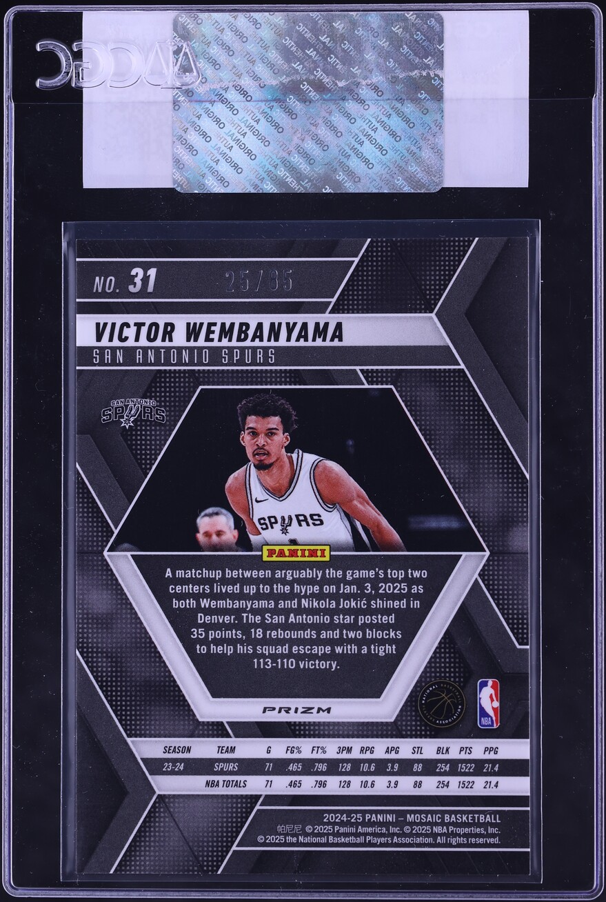 2024 Panini Mosaic Fast Break Blue Victor Wembanyama /85 #31 CGC AUTH
