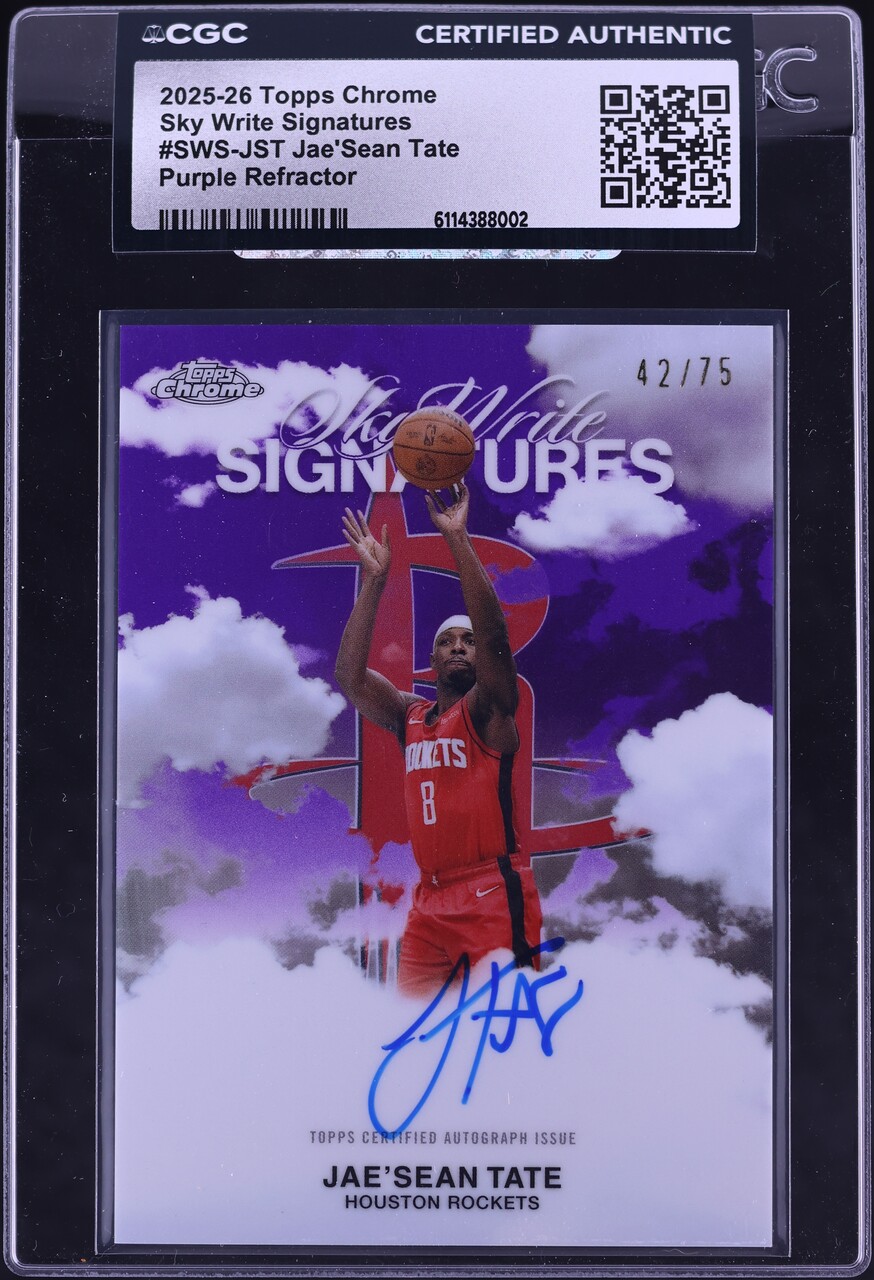 2025 Topps Chrome Sky Write Purple Refractor Jae'Sean Tate AUTO /75 #SWS-JST CGC AUTH