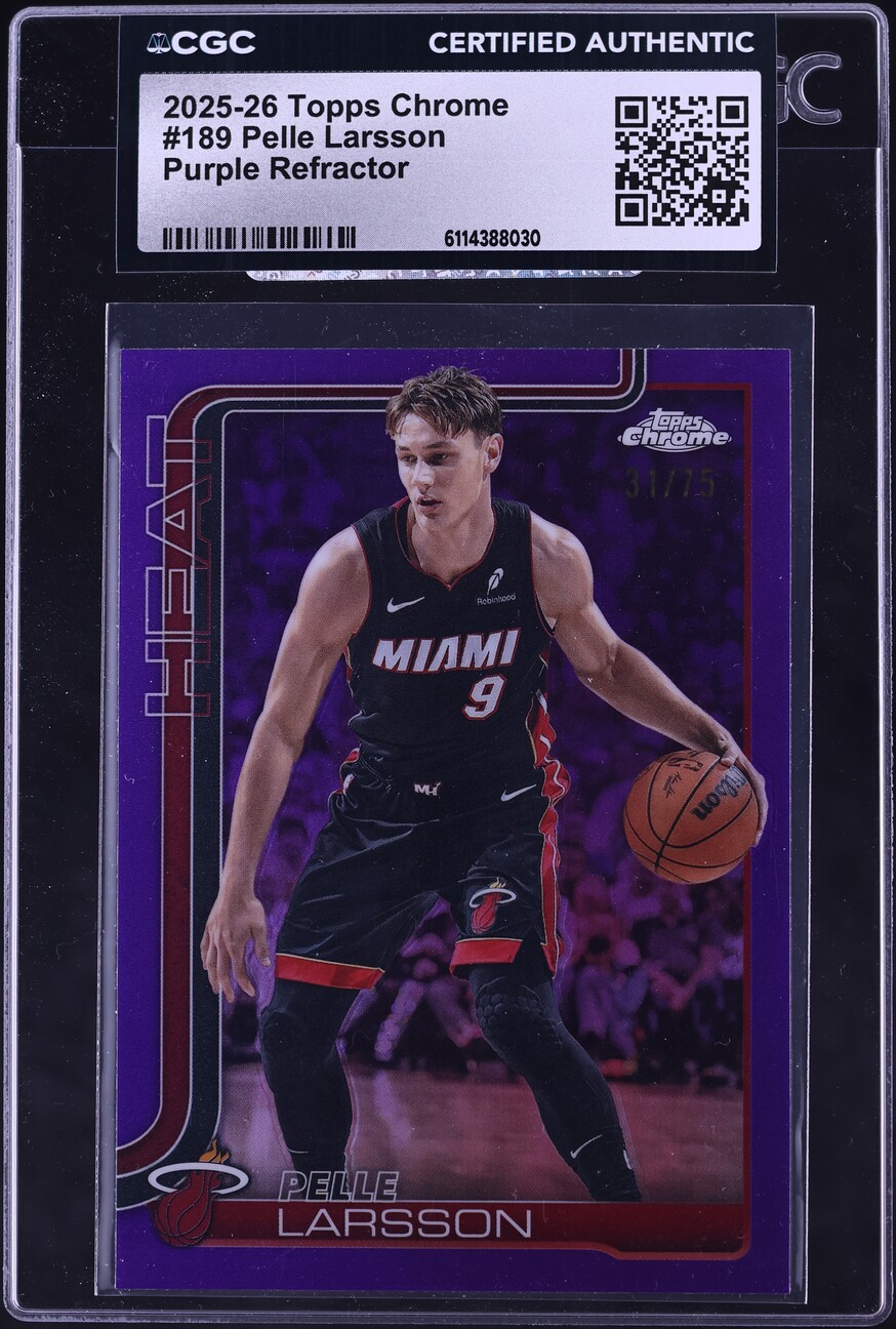 2025 Topps Chrome Purple Refractor Pelle Larsson /75 #189 CGC AUTH