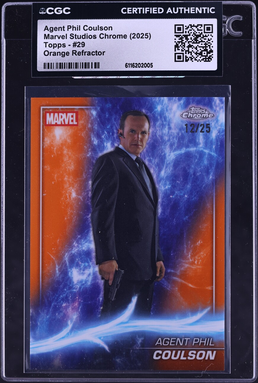 2025 Topps Marvel Studios Chrome Orange Refractor Agent Phil