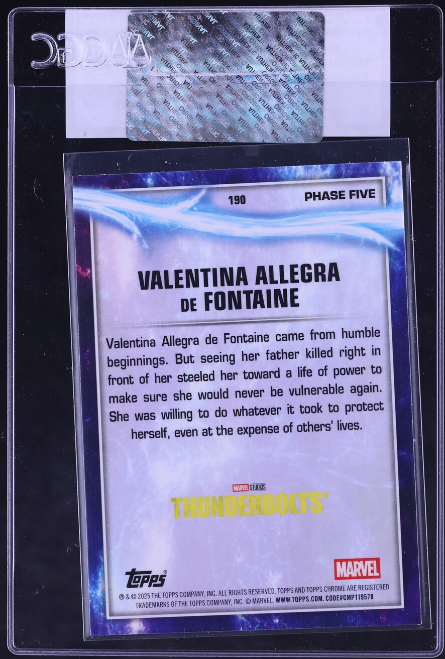 2025 Topps Chrome Marvel Studios Valentina Allegra De Fontaine #190 CGC AUTH