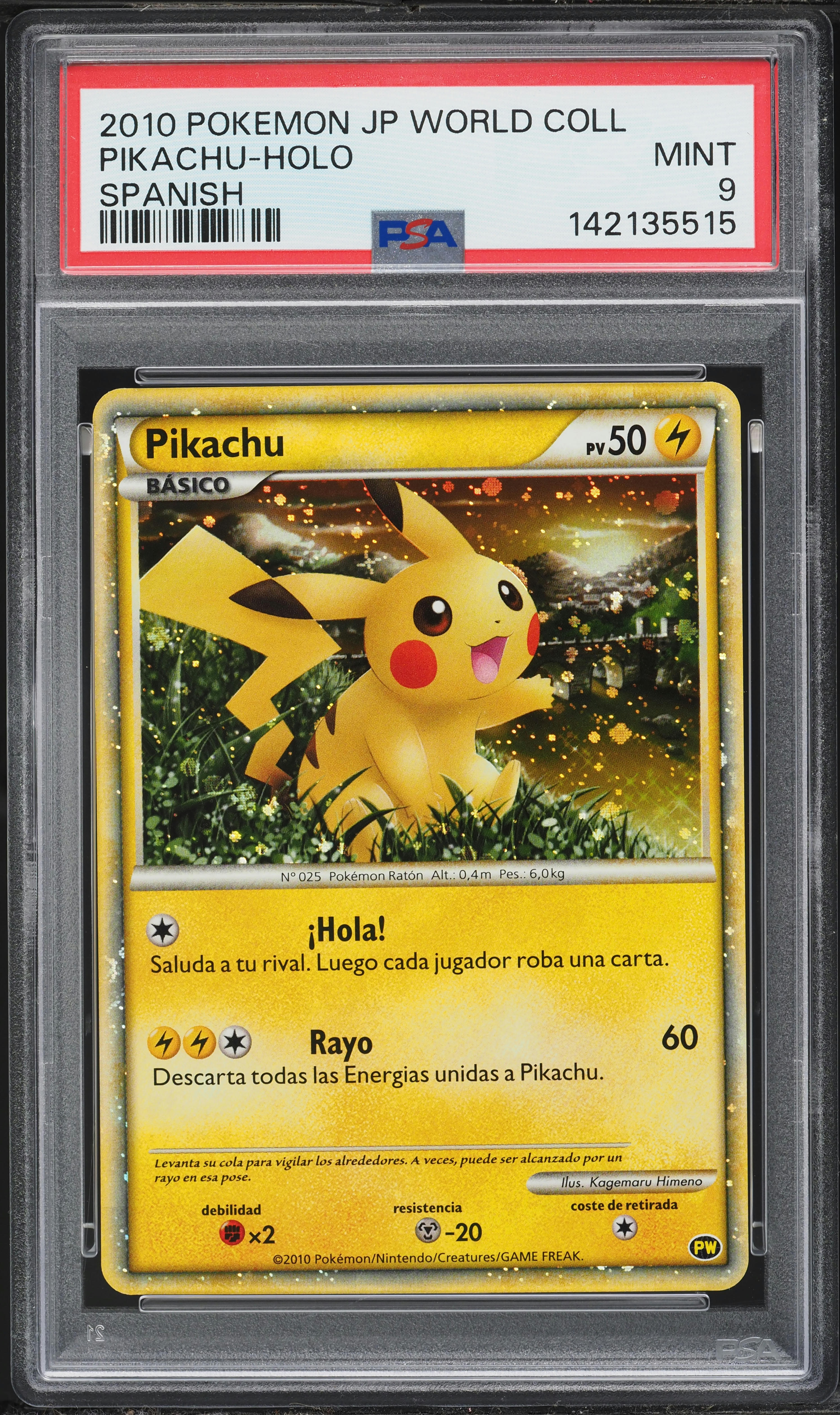 2010 Pokemon Spanish World Collection Holo Pikachu PSA 9 MINT on