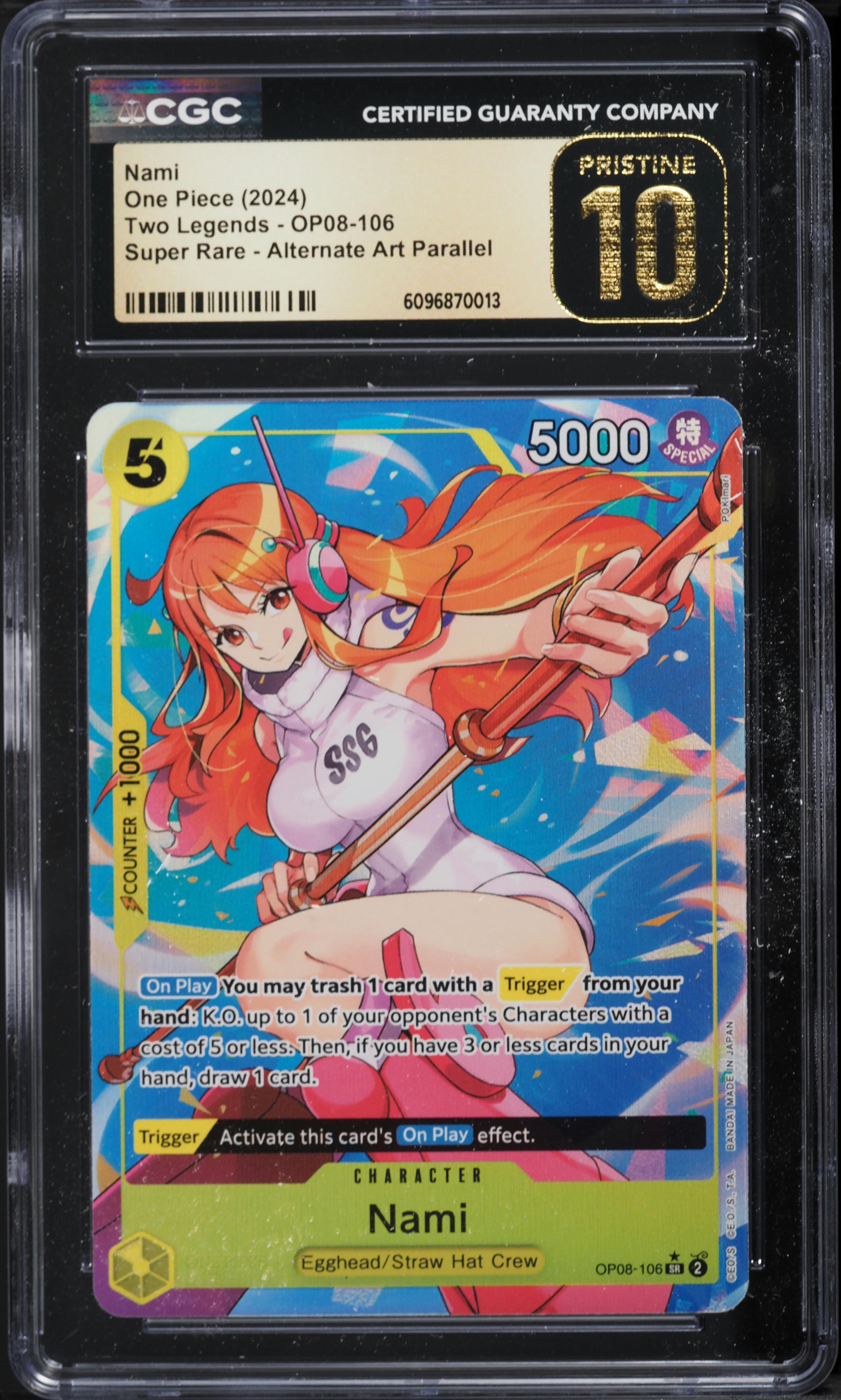 2024 One Piece Two Legends Alt Art Nami #OP08-106 CGC 10 PRISTINE