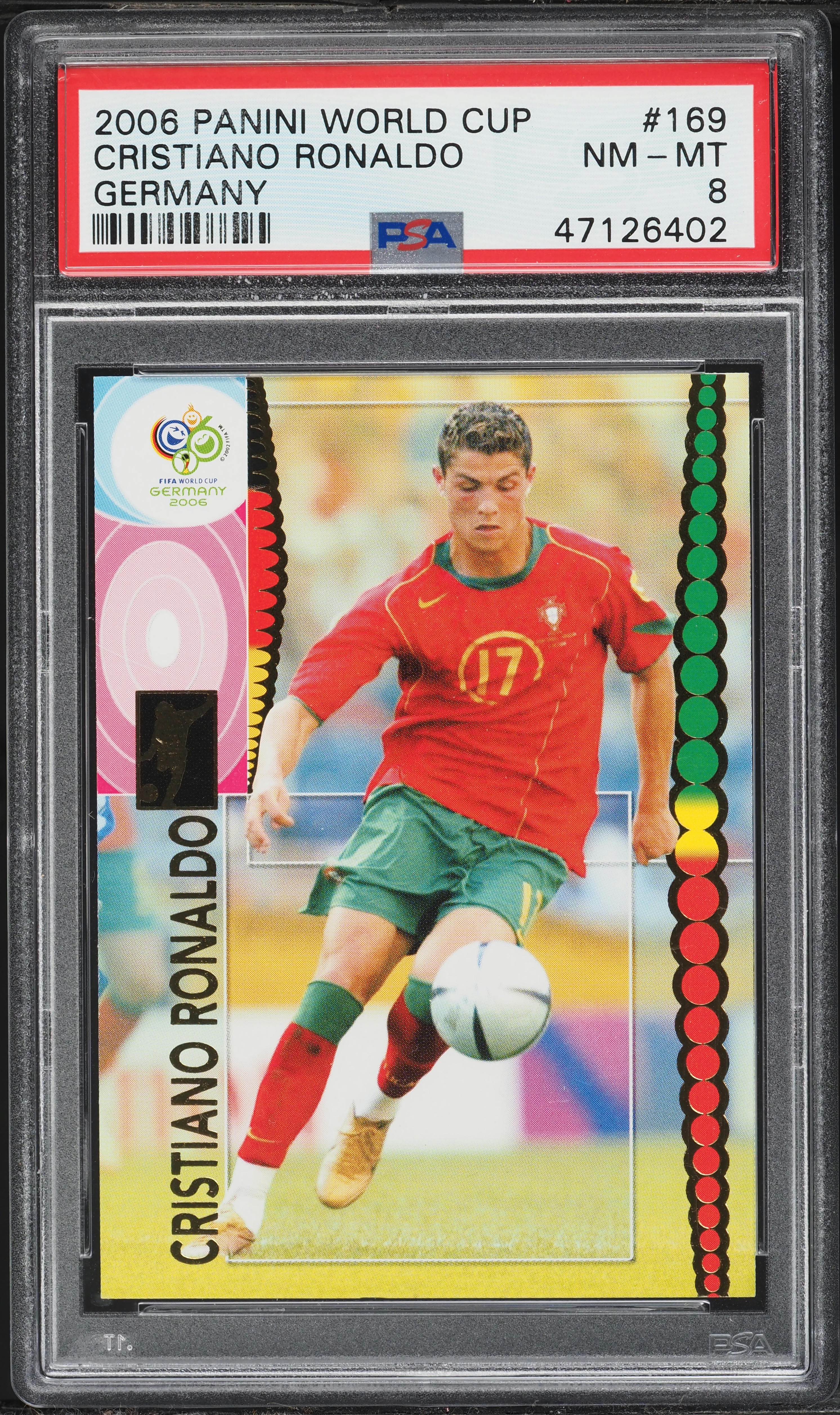 2006 Panini World Cup Germany Cristiano Ronaldo #169 PSA 8 NM-MT