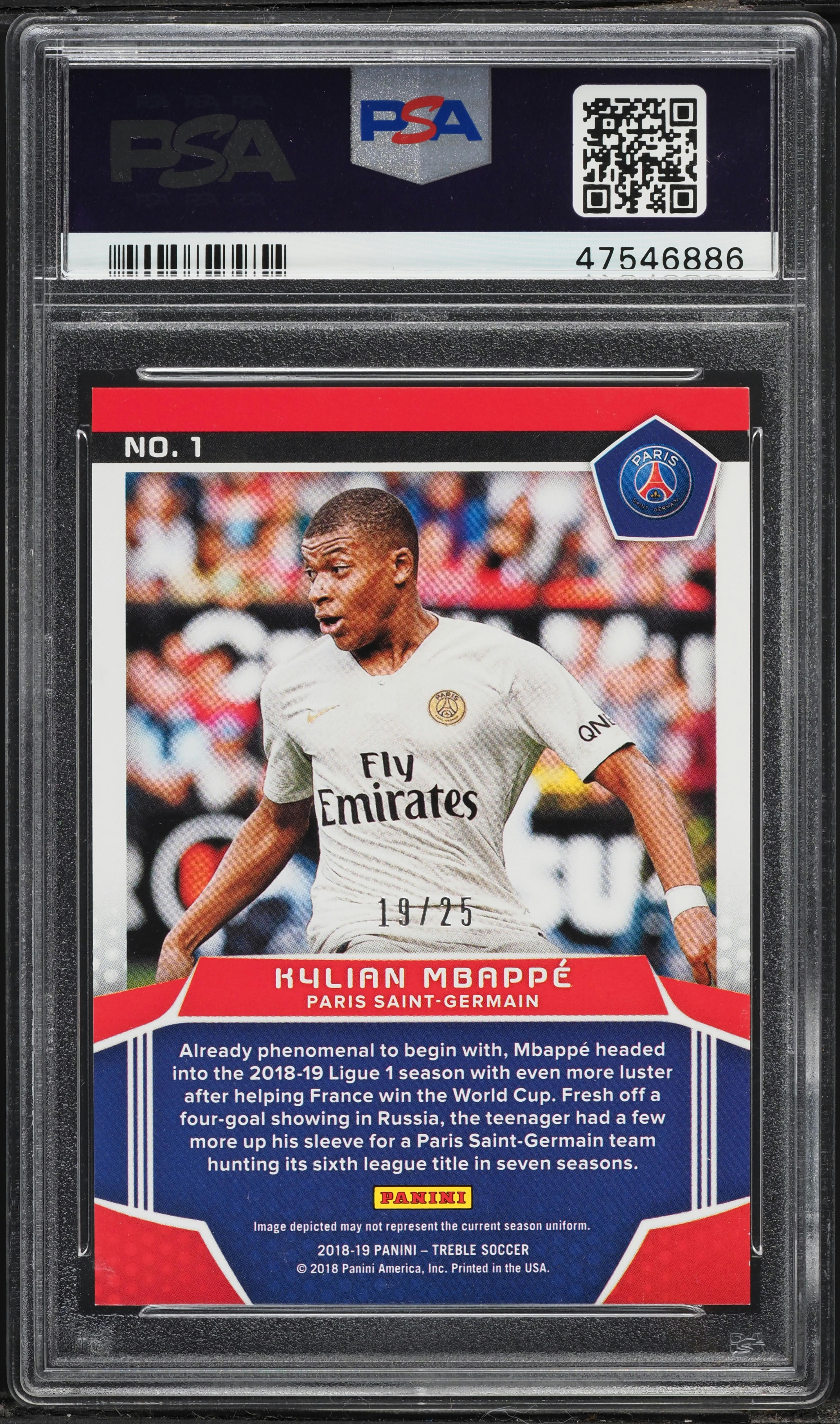 2018 Panini Treble Gold Kylian Mbappe ROOKIE /25 #1 PSA 9 MINT on