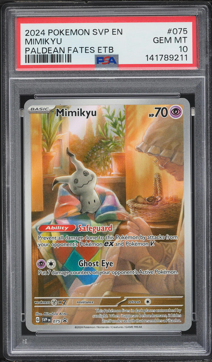 2024 Pokemon SV Promo Paldean Fates Center ETB Full Art Mimikyu #75 PSA 10 GEM MINT