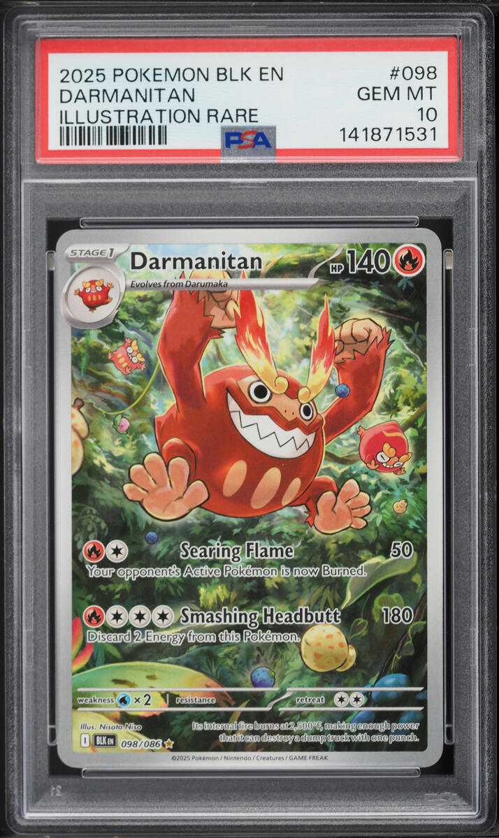 2025 Pokemon Scarlet & Violet Black Bolt IR Darmanitan #098 PSA 10 GEM MINT
