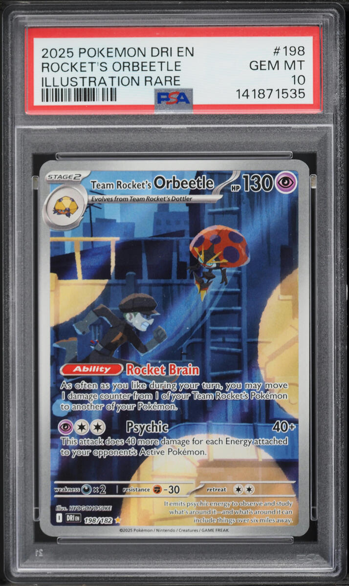 2025 Pokemon Scarlet & Violet Destined Rivals IR Team Rocket's Orbeetle #198 PSA 10 GEM MINT