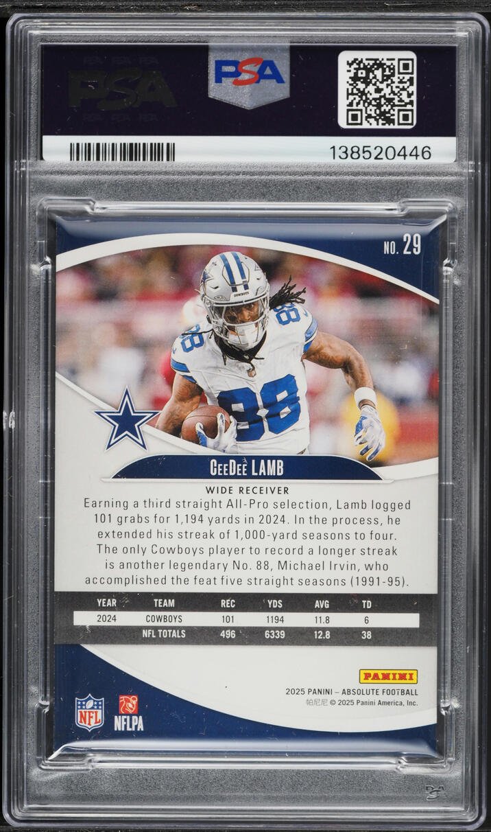 2025 Absolute Blue Spectrum Ceedee Lamb /50 #29 PSA 8 NM-MT