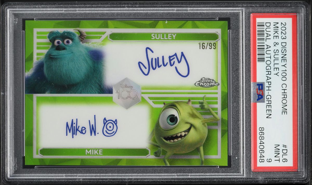 2023 Topps Chrome Disney 100 Green Refractor Mike & Sulley AUTO