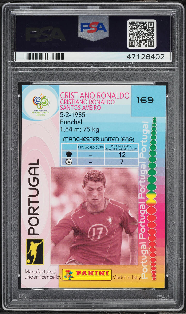 2006 Panini World Cup Germany Cristiano Ronaldo #169 PSA 8 NM-MT