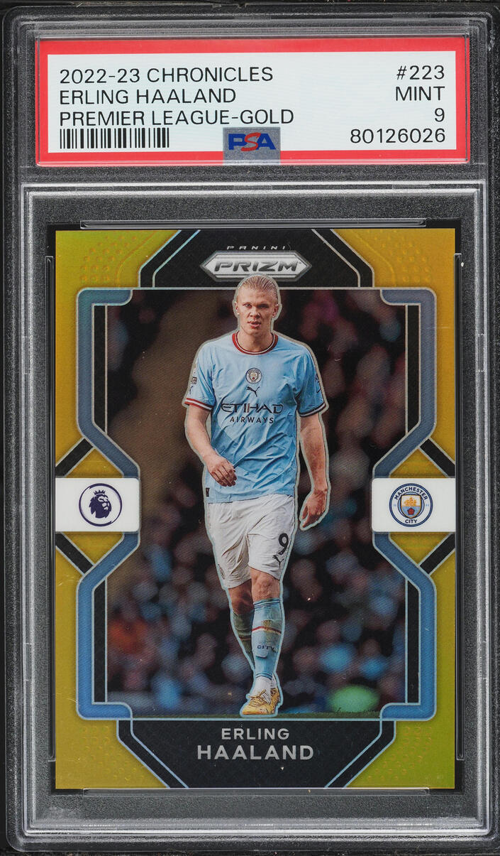 2022 Panini Chronicles Premier League-Gold Erling Haaland /10 #223 PSA 9 MINT