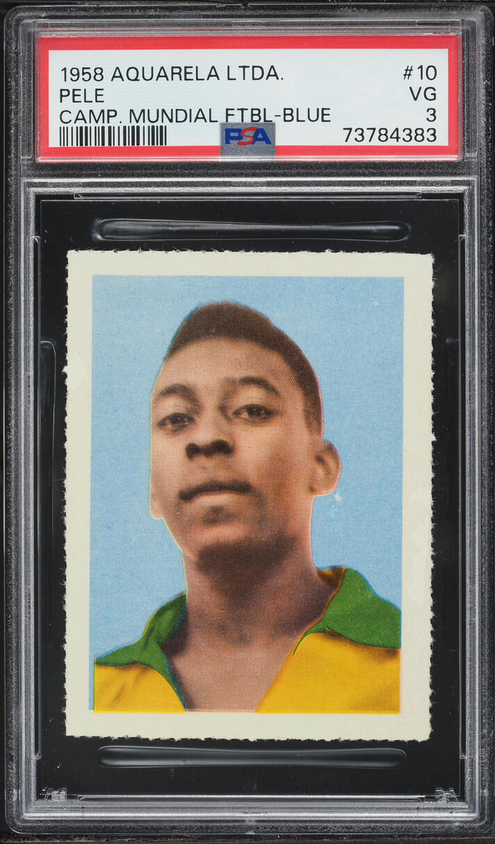 1958 Editora Aquarela Soccer Blue Number Pele ROOKIE #10 PSA 3 VG