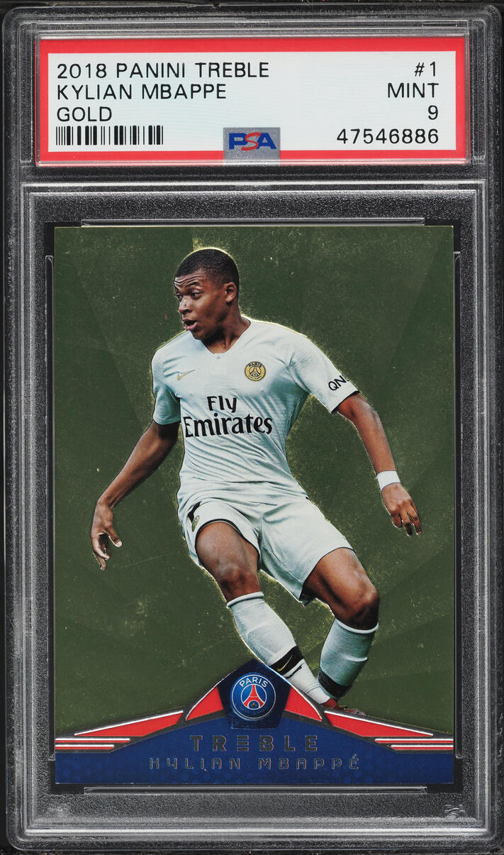 2018 Panini Treble Gold Kylian Mbappe ROOKIE /25 #1 PSA 9 MINT on