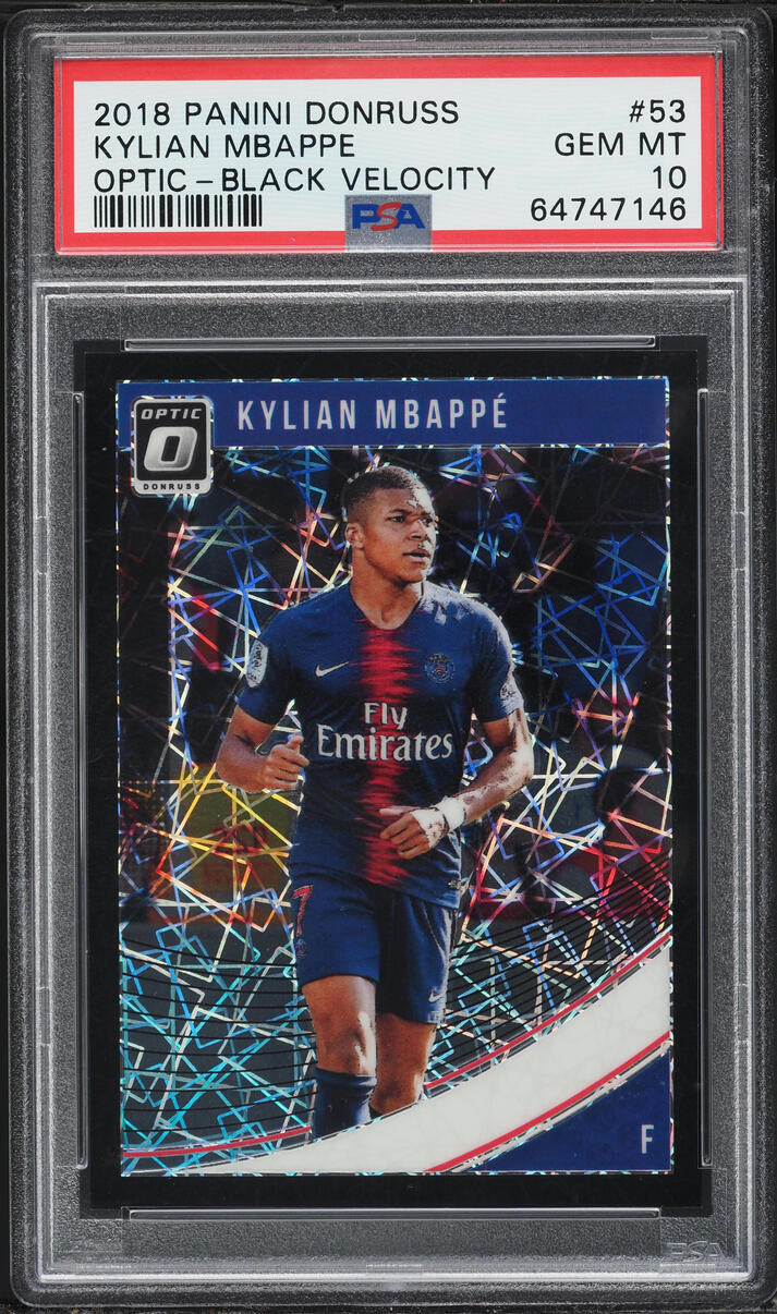 2018 Donruss Optic Black Velocity Kylian Mbappe ROOKIE /25 #53 PSA 10 GEM MINT