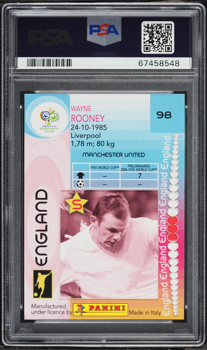 2006 Panini World Cup Germany Wayne Rooney #98 PSA 10 GEM MINT