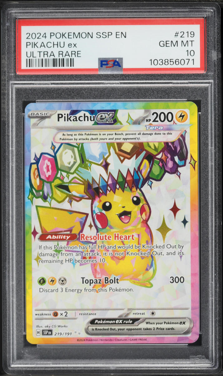 2024 Pokemon Scarlet & Violet Surging Sparks Full Art Pikachu EX #219 PSA 10 GEM MINT